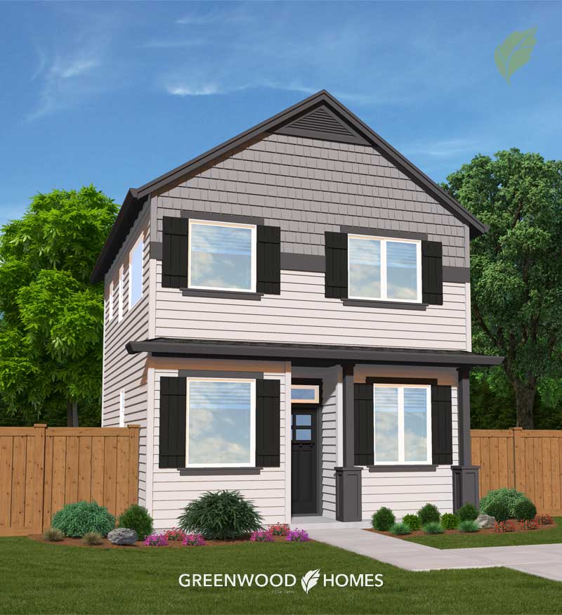 GreenwoodHomes_GabrielVillage_Building3 Greenwood Homes - House Rendering of a home in Gabriel Village in Portland, Oregon