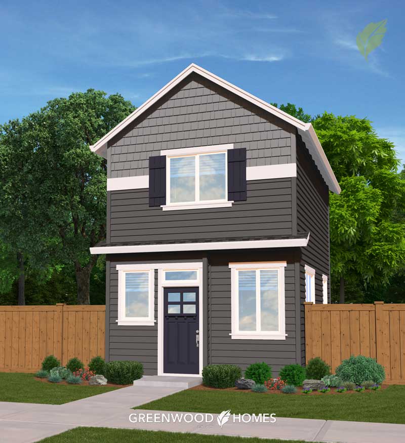 GreenwoodHomes_GabrielVillage_Building4-5 Greenwood Homes - House rendering of a home in Gabriel Village in Portland, Oregon